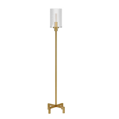 Hudson & Canal - Panos 66.25in Tall Floor Lamp with Glass Shade in Brass/Clear - FL0436 veiw 1