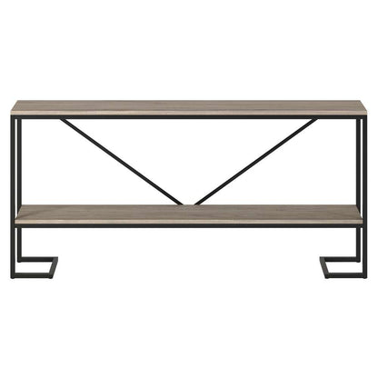 Hudson & Canal - Phoebe 64in Wide Rectangular Console Table in Blackened Bronze/Antiqued Gray Oak - AT1487 veiw 3