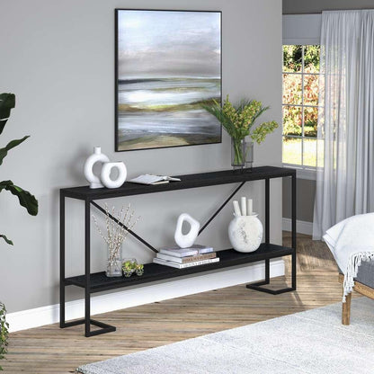 Hudson & Canal - Phoebe 64in Wide Rectangular Console Table in Blackened Bronze/Black Grain - AT1486 veiw 2