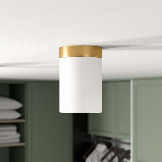Hudson & Canal - Piper 6in Flush Mount with Fabric Shade Brushed Brass/White - SF1651 veiw 2