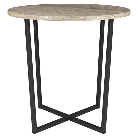 Hudson & Canal - Pivetta 22in Wide Round Side Table with MDF Top in Blackened Bronze/Antiqued Gray Oak - ST1668 veiw 1