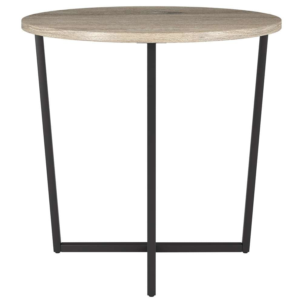 Hudson & Canal - Pivetta 22in Wide Round Side Table with MDF Top in Blackened Bronze/Antiqued Gray Oak - ST1668 veiw 3