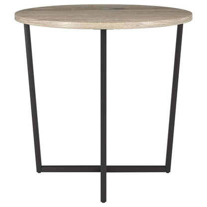Hudson & Canal - Pivetta 22in Wide Round Side Table with MDF Top in Blackened Bronze/Antiqued Gray Oak - ST1668 veiw 3
