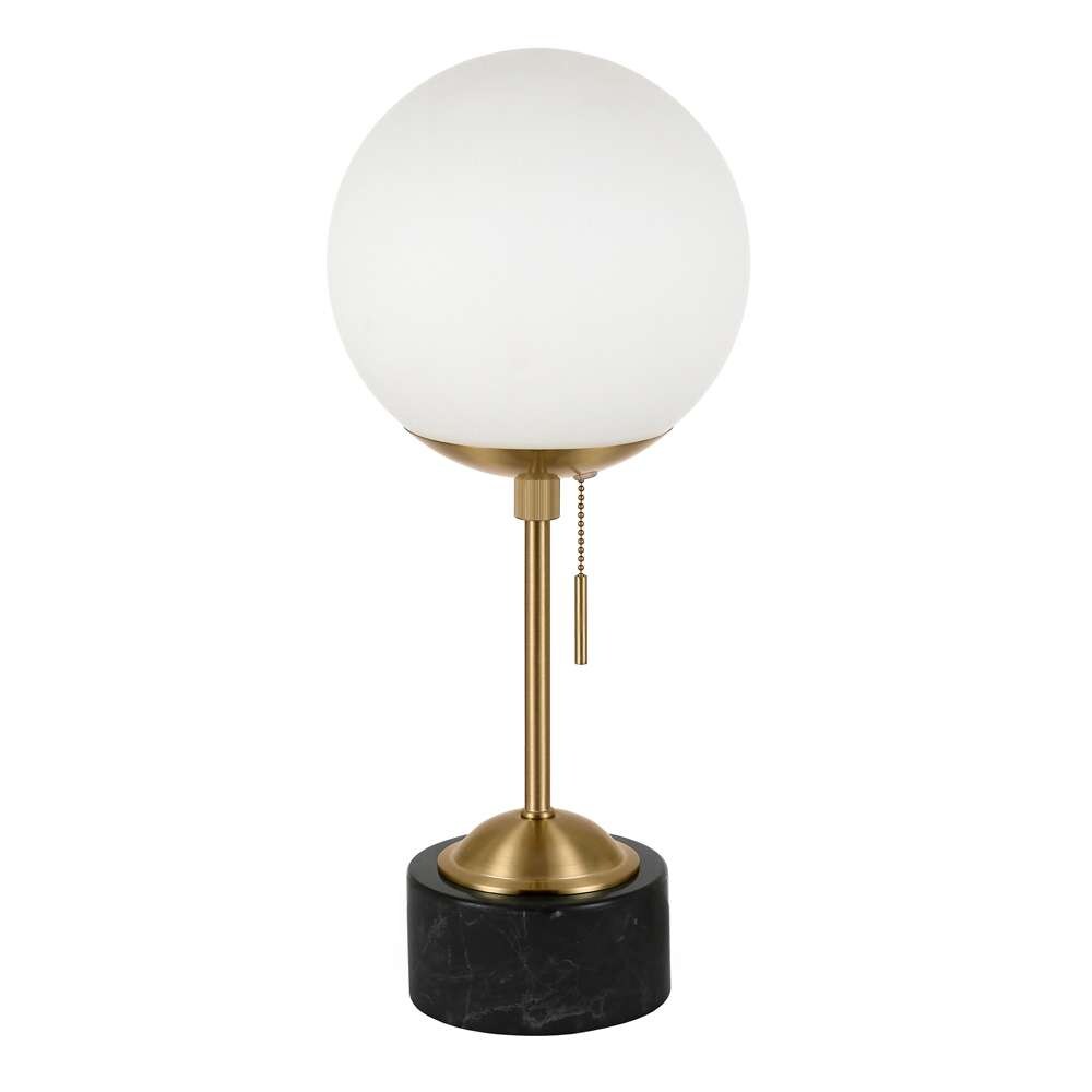 Hudson & Canal - Reagan 17.75in Tall Table Lamp with Glass Shade in Brass/ Black Marble/White Milk - TL0073 veiw 1