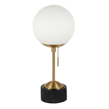 Hudson & Canal - Reagan 17.75in Tall Table Lamp with Glass Shade in Brass/ Black Marble/White Milk - TL0073 veiw 1