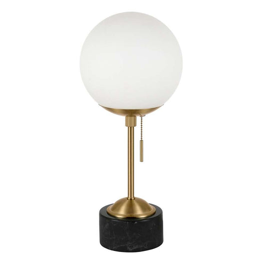 Hudson & Canal - Reagan 17.75in Tall Table Lamp with Glass Shade in Brass/ Black Marble/White Milk - TL0073 veiw 1