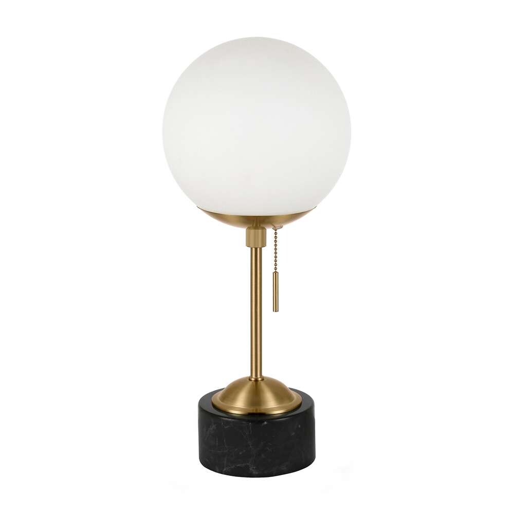 Hudson & Canal - Reagan 17.75in Tall Table Lamp with Glass Shade in Brass/ Black Marble/White Milk - TL0073 veiw 3