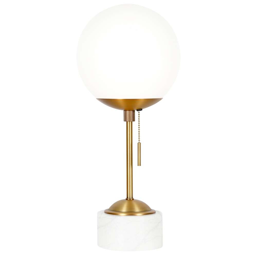 Hudson & Canal - Reagan 17.75in Tall Table Lamp with Glass Shade in Brass/ White Marble/White Milk - TL0246 veiw 1