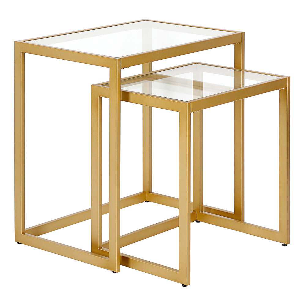 Hudson & Canal - Rocco Rectangular Nested Side Table in Brass - ST0555 veiw 1