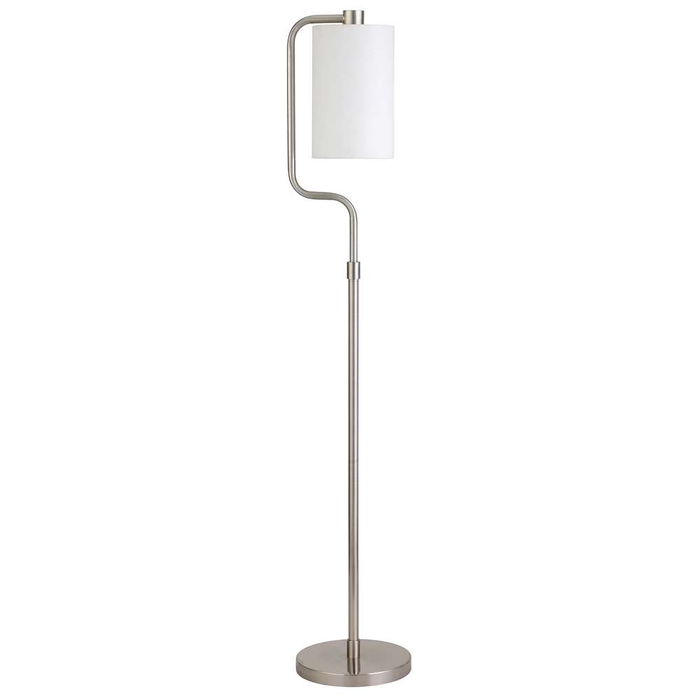 Hudson & Canal - Rotolo 62in Tall Floor Lamp with Fabric Shade in Brushed Nickel/White - FL1606 veiw 1