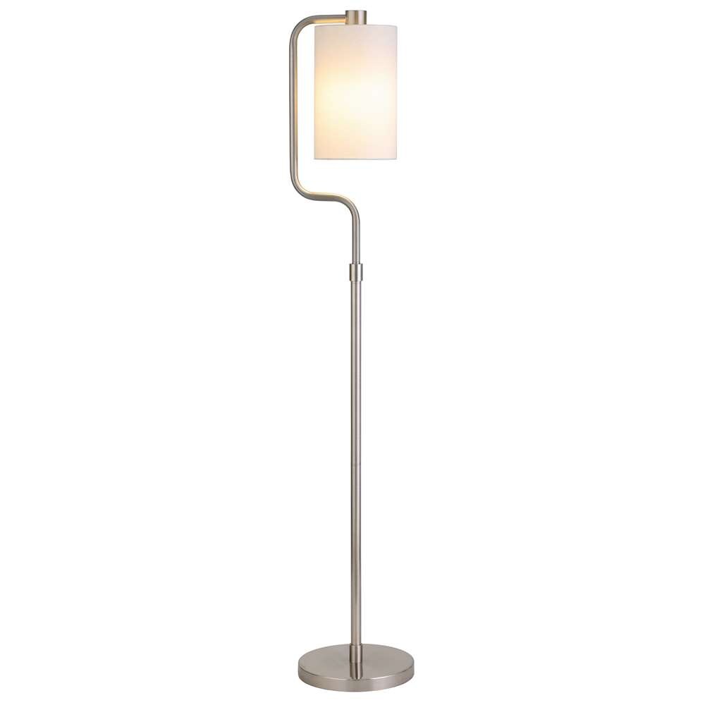 Hudson & Canal - Rotolo 62in Tall Floor Lamp with Fabric Shade in Brushed Nickel/White - FL1606 veiw 3