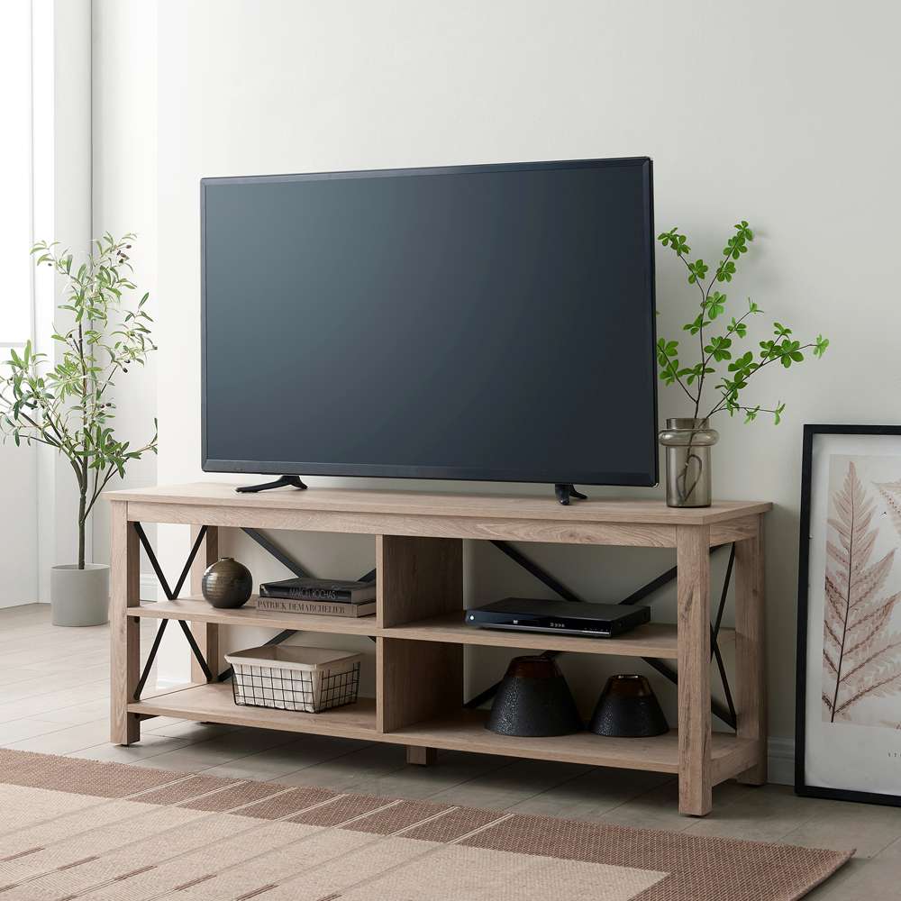 Hudson & Canal - Sawyer Rectangular TV Stand for TVs up to 70in in White Oak - TV0948 veiw 2