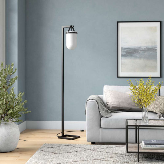 Hudson & Canal - Shiloh 68in Tall Floor Lamp with Glass Shade in Blackened Bronze/White Milk - FL1116 veiw 2