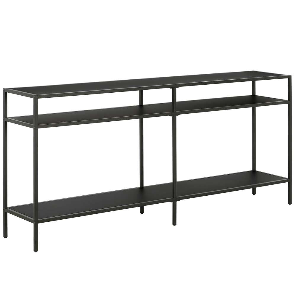 Hudson & Canal - Sivil 64in Wide Rectangular Console Table with Metal Shelves in Blackened Bronze - AT0893 veiw 1