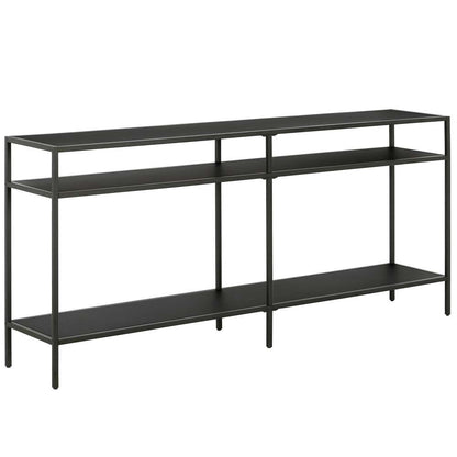 Hudson & Canal - Sivil 64in Wide Rectangular Console Table with Metal Shelves in Blackened Bronze - AT0893 veiw 1