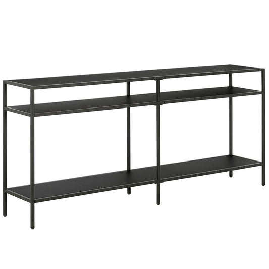 Hudson & Canal - Sivil 64in Wide Rectangular Console Table with Metal Shelves in Blackened Bronze - AT0893 veiw 1
