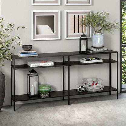 Hudson & Canal - Sivil 64in Wide Rectangular Console Table with Metal Shelves in Blackened Bronze - AT0893 veiw 2
