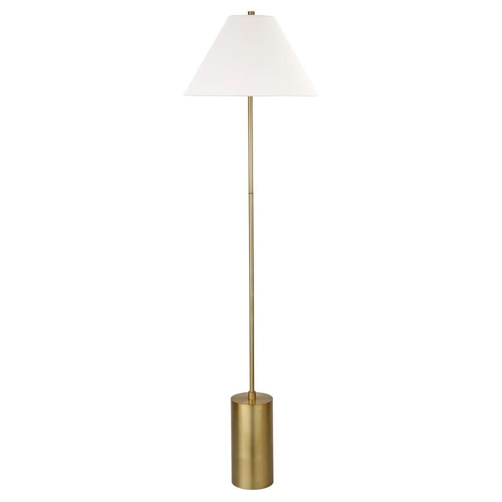 Hudson & Canal - Somerset 64in Tall Floor Lamp with Fabric Shade in Brass/White - FL0733 veiw 1
