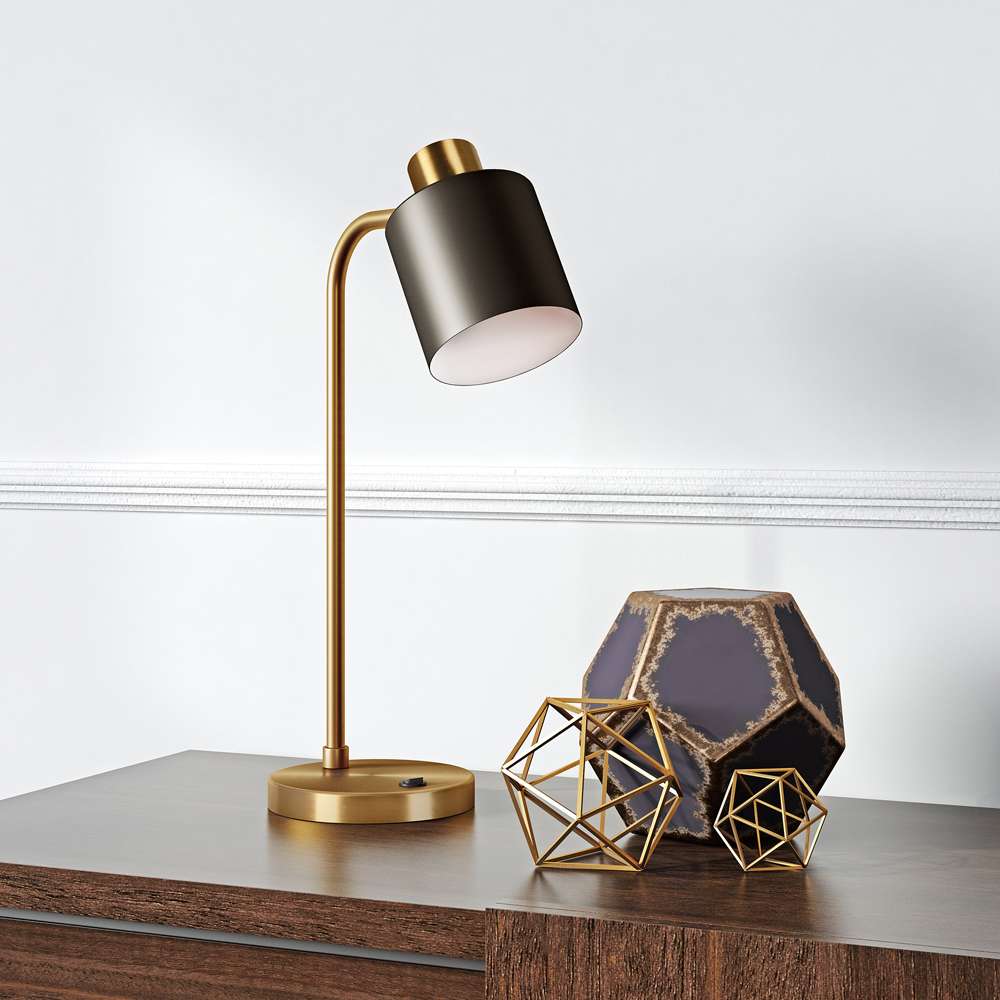 Hudson & Canal - Thew 20.75in Tall Table Lamp with Metal Shade in Brass/Black - TL0208 veiw 2