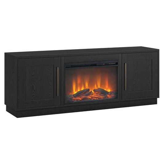 Hudson & Canal - Tillman Rectangular TV Stand with 26in Log Fireplace for TVs up to 75in in Black Grain - TV1840 veiw 1