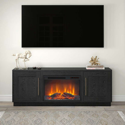 Hudson & Canal - Tillman Rectangular TV Stand with 26in Log Fireplace for TVs up to 75in in Black Grain - TV1840 veiw 2