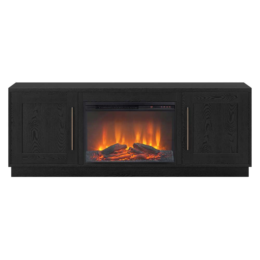 Hudson & Canal - Tillman Rectangular TV Stand with 26in Log Fireplace for TVs up to 75in in Black Grain - TV1840 veiw 3