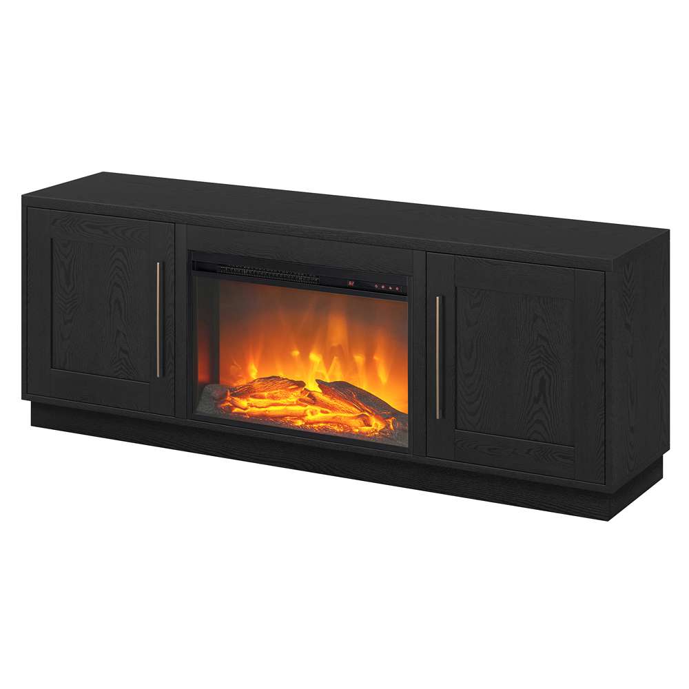 Hudson & Canal - Tillman Rectangular TV Stand with 26in Log Fireplace for TVs up to 75in in Black Grain - TV1840 veiw 4