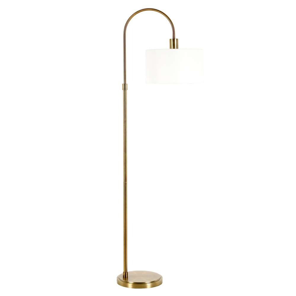 Hudson & Canal - Veronica Arc Floor Lamp with Fabric Shade in Antique Brass/White - FL0724 veiw 1