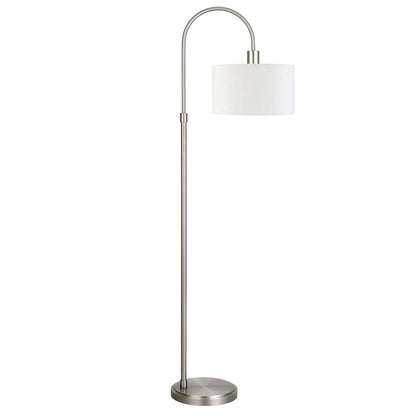 Hudson & Canal - Veronica 70in Tall Arc Floor Lamp with Fabric Shade in Brushed Nickel/White - FL1443 veiw 1