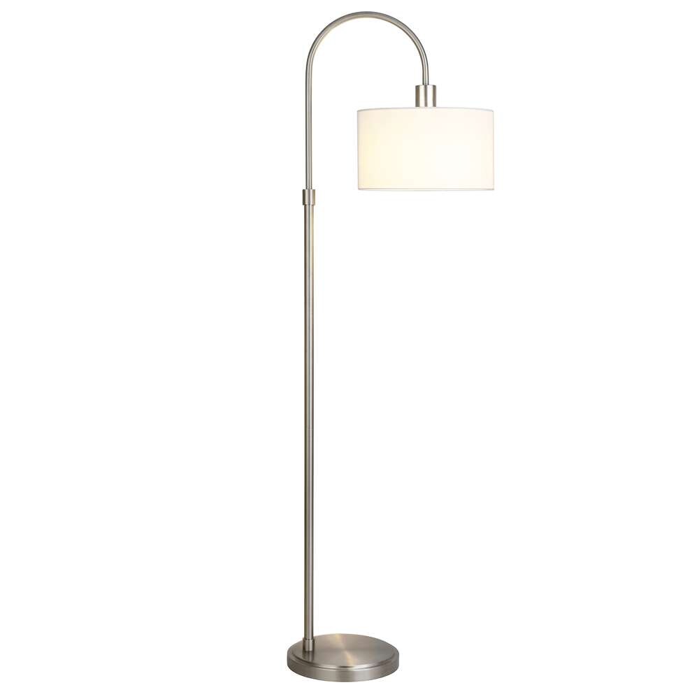 Hudson & Canal - Veronica 70in Tall Arc Floor Lamp with Fabric Shade in Brushed Nickel/White - FL1443 veiw 3