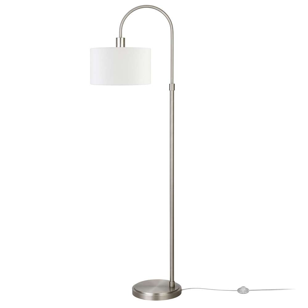 Hudson & Canal - Veronica 70in Tall Arc Floor Lamp with Fabric Shade in Brushed Nickel/White - FL1443 veiw 4