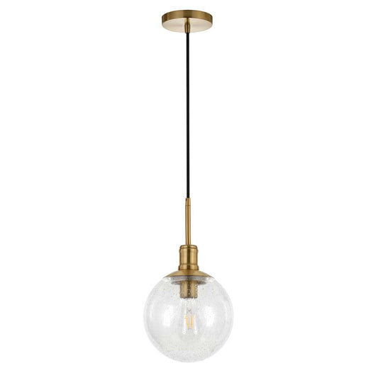 Hudson & Canal - Walker 9in Wide Pendant with Glass Shade in Brass/Seeded - PD0616 veiw 1