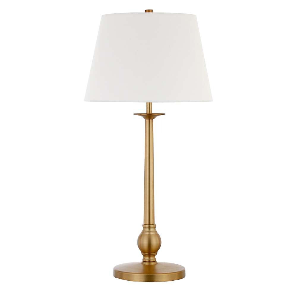 Hudson & Canal - Wilmer 28in Tall Table Lamp with Fabric Shade in Brass/White - TL0609 veiw 1