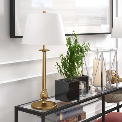 Hudson & Canal - Wilmer 28in Tall Table Lamp with Fabric Shade in Brass/White - TL0609 veiw 2