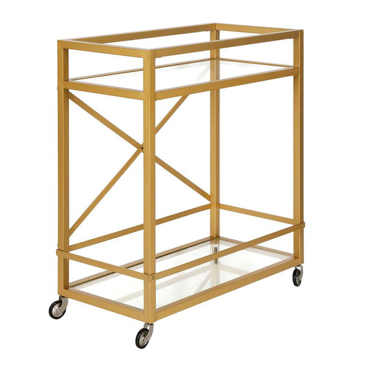Hudson & Canal - Wilson 30in Wide Rectangular Bar Cart in Brass - BC0509 veiw 1