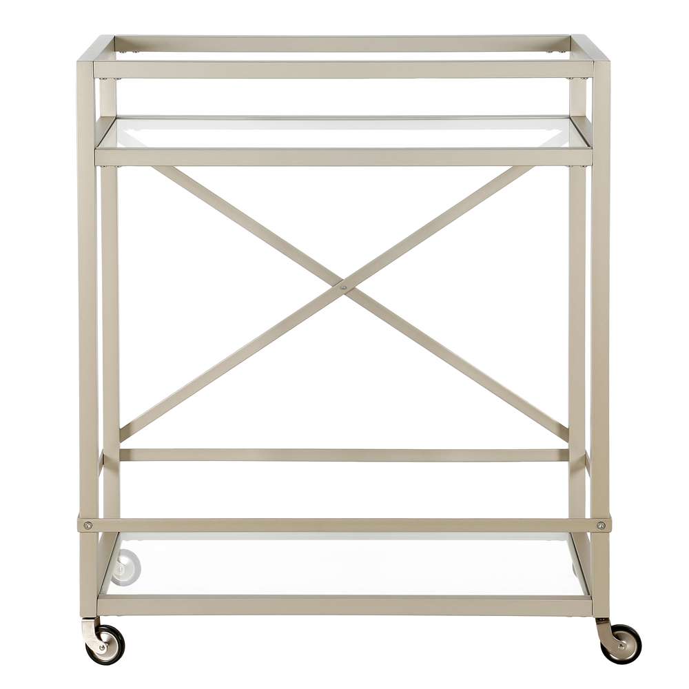 Hudson & Canal - Wilson 30in Wide Rectangular Bar Cart in Satin Nickel - BC0882 veiw 2