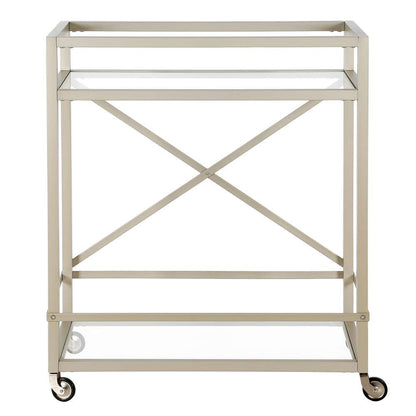 Hudson & Canal - Wilson 30in Wide Rectangular Bar Cart in Satin Nickel - BC0882 veiw 2