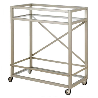 Hudson & Canal - Wilson 30in Wide Rectangular Bar Cart in Satin Nickel - BC0882 veiw 3