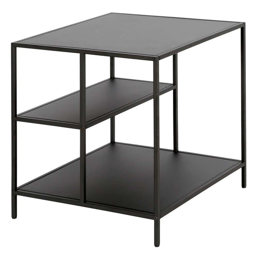 Hudson & Canal - Winthrop 20in Wide Square Side Table with Metal Shelves in Blackened Bronze - ST1001 veiw 1