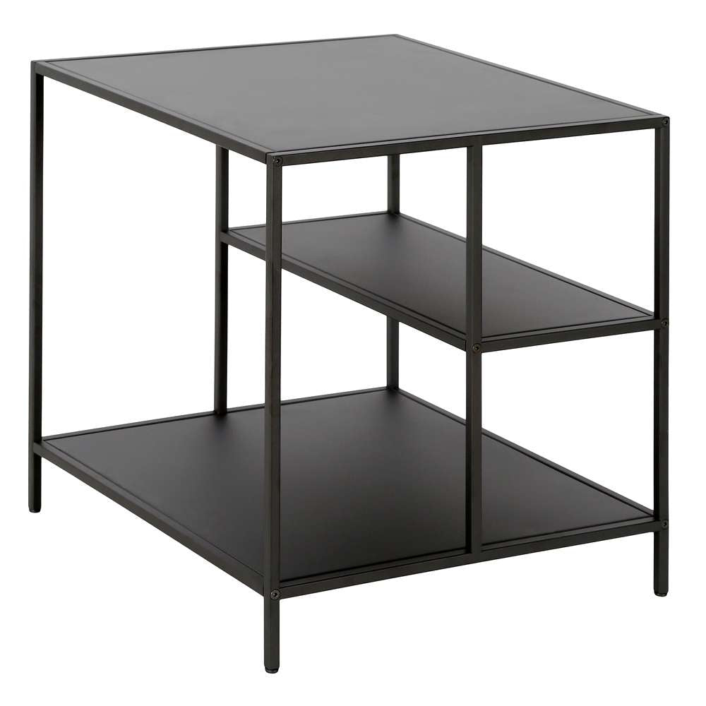 Hudson & Canal - Winthrop 20in Wide Square Side Table with Metal Shelves in Blackened Bronze - ST1001 veiw 4