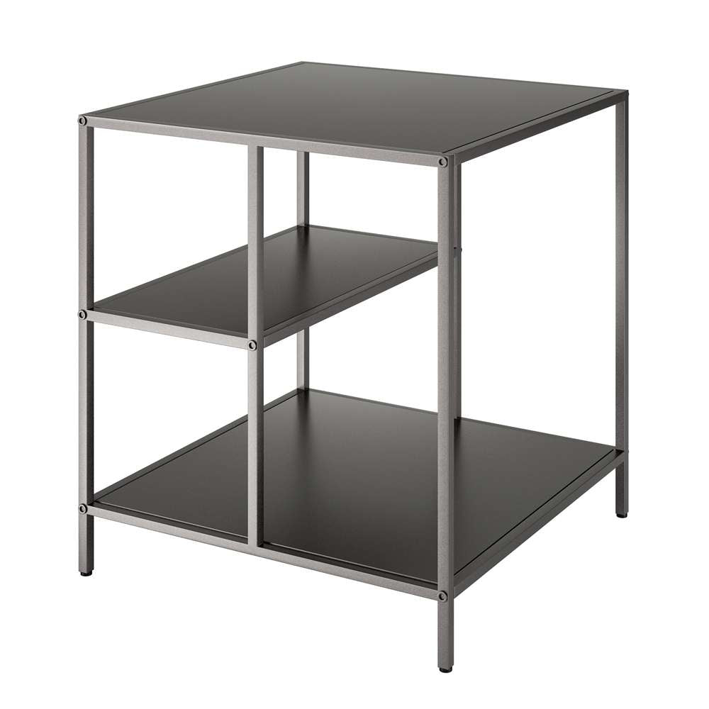 Hudson & Canal - Winthrop 20in Wide Square Side Table with Metal Shelves in Gunmetal Gray - ST1002 veiw 1