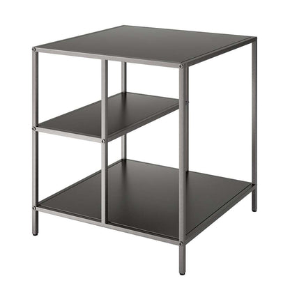 Hudson & Canal - Winthrop 20in Wide Square Side Table with Metal Shelves in Gunmetal Gray - ST1002 veiw 1