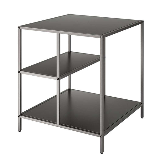 Hudson & Canal - Winthrop 20in Wide Square Side Table with Metal Shelves in Gunmetal Gray - ST1002 veiw 1