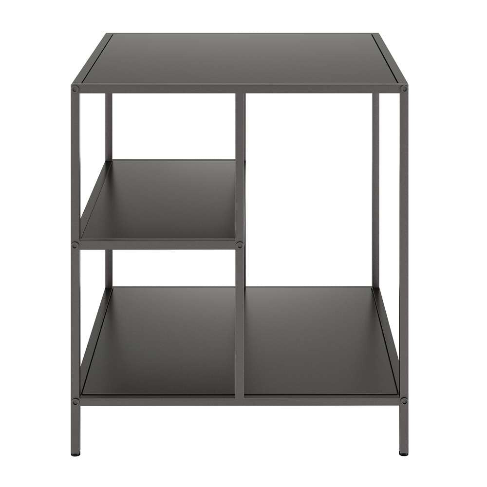 Hudson & Canal - Winthrop 20in Wide Square Side Table with Metal Shelves in Gunmetal Gray - ST1002 veiw 3