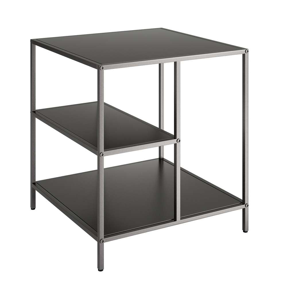 Hudson & Canal - Winthrop 20in Wide Square Side Table with Metal Shelves in Gunmetal Gray - ST1002 veiw 4