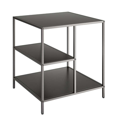 Hudson & Canal - Winthrop 20in Wide Square Side Table with Metal Shelves in Gunmetal Gray - ST1002 veiw 4