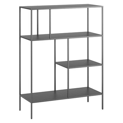 Hudson & Canal - Winthrop 48in Tall Rectangular Bookcase in Gunmetal Gray - BK1008 veiw 1