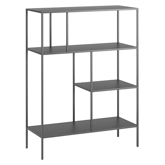 Hudson & Canal - Winthrop 48in Tall Rectangular Bookcase in Gunmetal Gray - BK1008 veiw 1