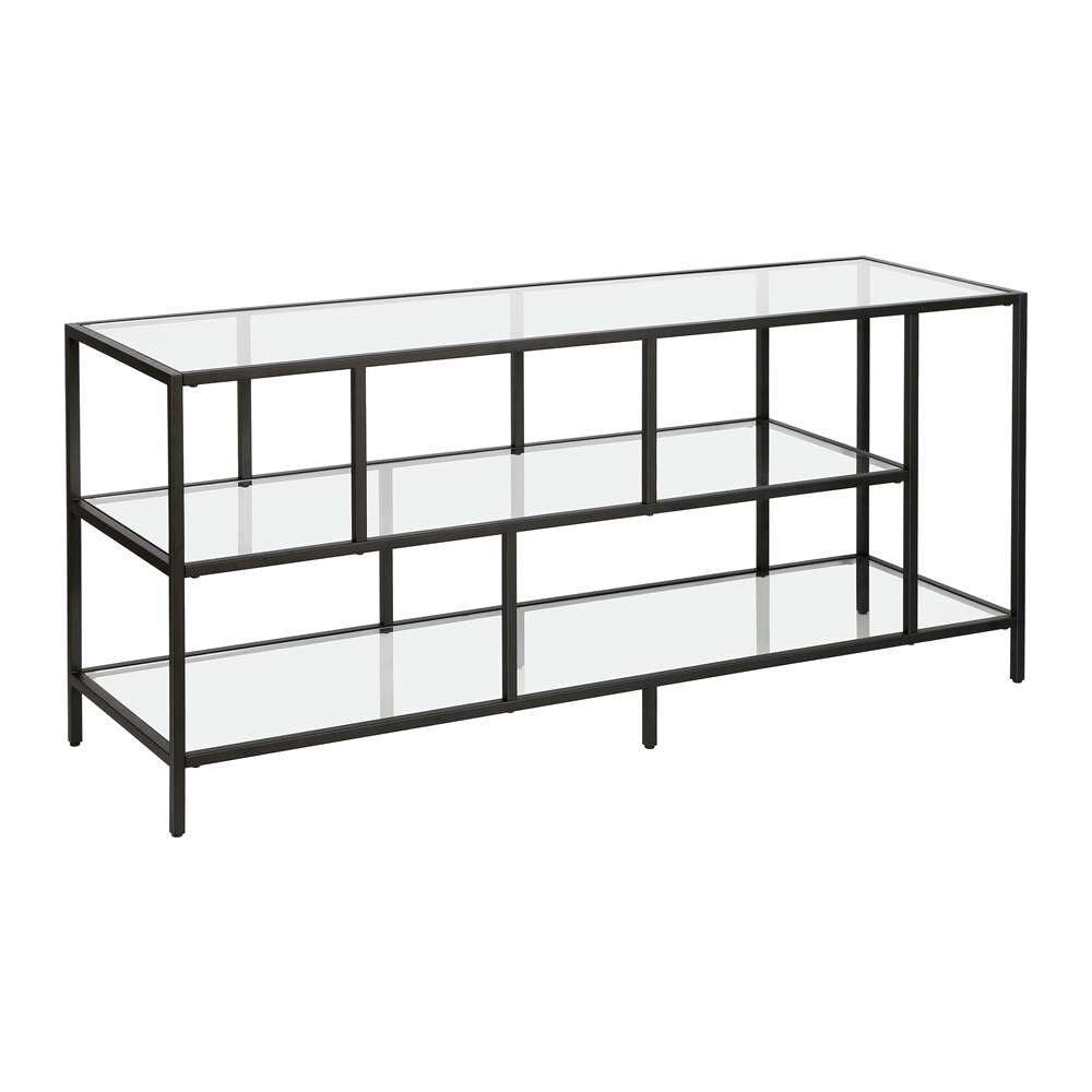 Hudson & Canal - Winthrop Rectangular TV Stand with Glass Shelves for TVs up to 60in in Blackened Bronze - TV0325 veiw 1