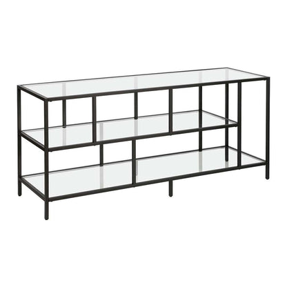 Hudson & Canal - Winthrop Rectangular TV Stand with Glass Shelves for TVs up to 60in in Blackened Bronze - TV0325 veiw 1